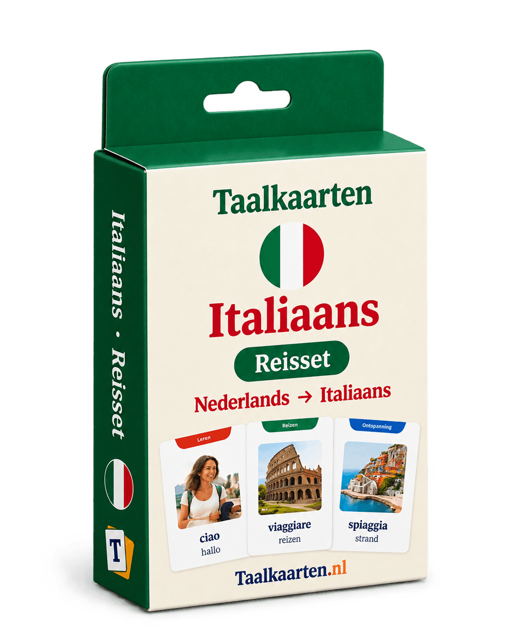 Italiaanse Reisset, doos voor- en achterkant